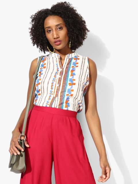 

AND Women Off-White and Multi Color Printed Top