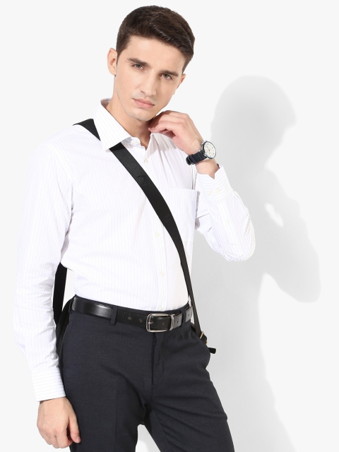 

Raymond Men White & Black Regular Fit Striped Formal Shirt