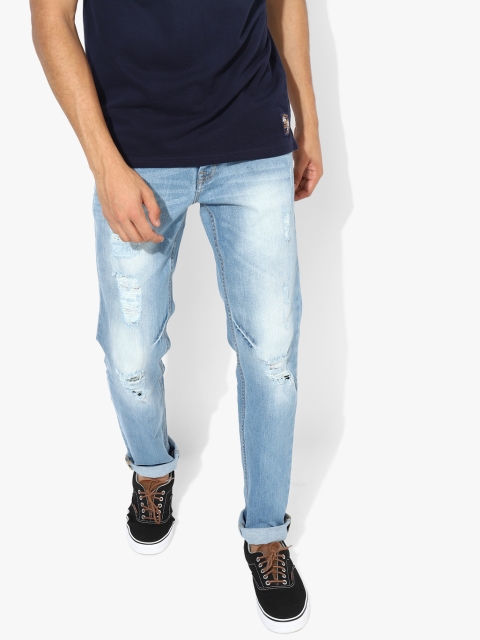 

CAMLA Men Blue Slim Fit Low-Rise Mildly Distressed Stretchable Jeans