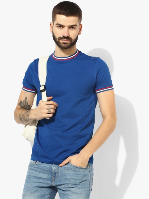 

Jack & Jones Men Blue Solid Round Neck T-shirt