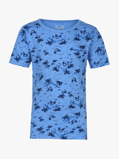 

The Childrens Place Boys Blue Printed Round Neck T-shirt