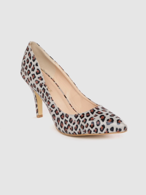 

Addons Women Grey & Brown Leopard Printed Pumps