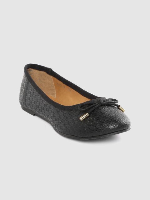 

Carlton London Women Black Basket Weave Bow Detail Ballerinas