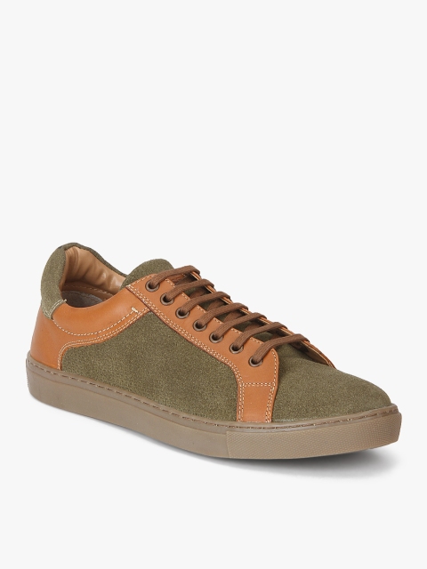 

Ruosh Men Olive Green & Tan Brown Suede Sneakers