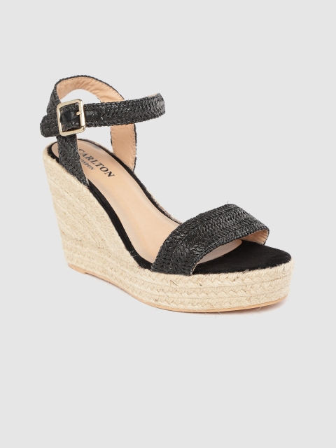 

Carlton London Women Black Braided Wedges