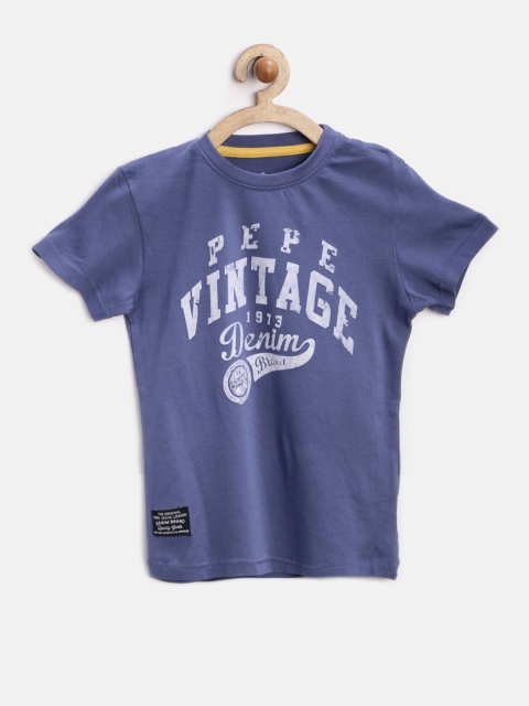 

Pepe Jeans Boys Blue Printed Pure Cotton T-shirt