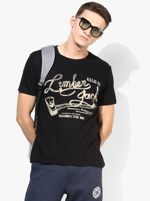 

Lee Men Black Printed Round Neck T-shirt