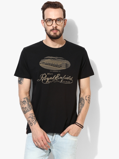 

Royal Enfield Men Black Printed Round Neck T-shirt
