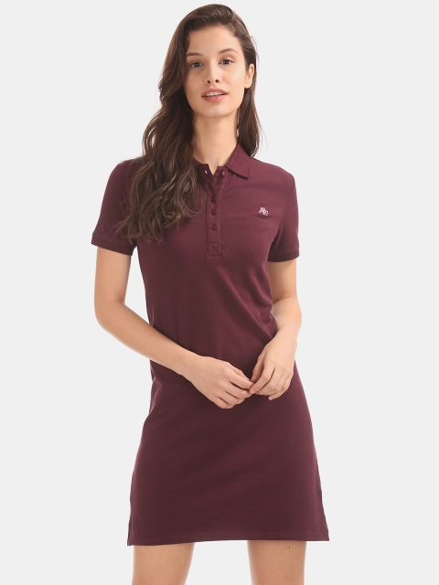 

Aeropostale Women Maroon Solid T-shirt Dress