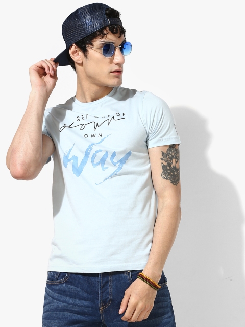 

rock.it Men Blue Printed Round Neck T-shirt