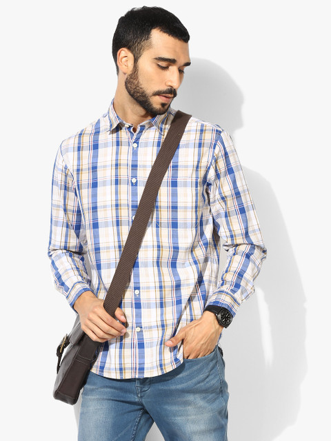 

IZOD Men Blue & Beige Slim Fit Checked Casual Shirt