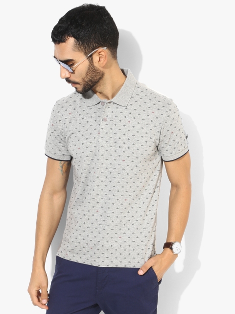 

IZOD Men Grey & Black Printed Slim Fit Polo Collar T-shirt