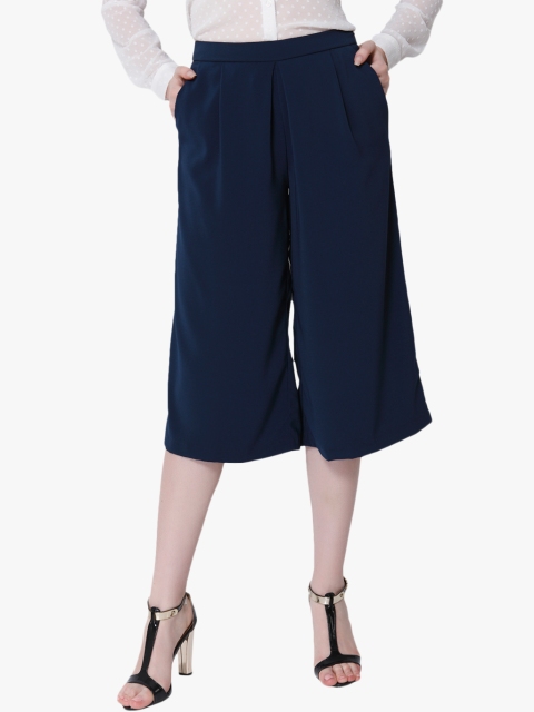 

ONLY Women Navy Blue Loose Fit Solid Culottes