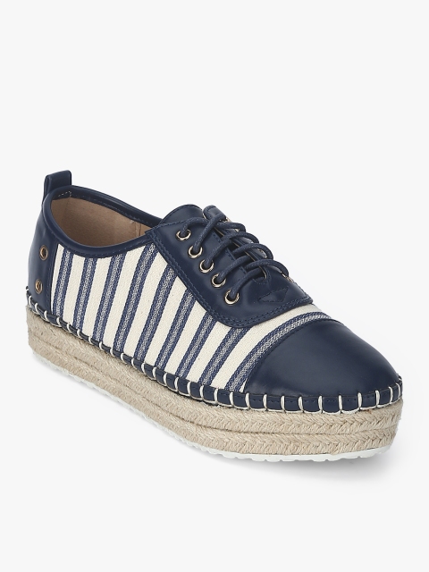 

CERIZ Women Navy Blue Striped Synthetic Mid-Top Sneakers