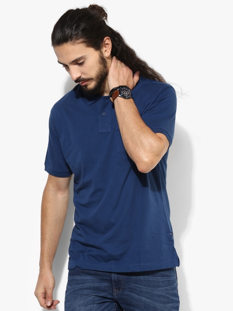 

Parx Men Navy Blue Solid Slim Fit Polo Collar T-shirt