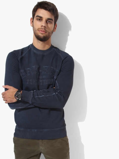 

Breakbounce Men Navy Blue Printed Sweatshirt