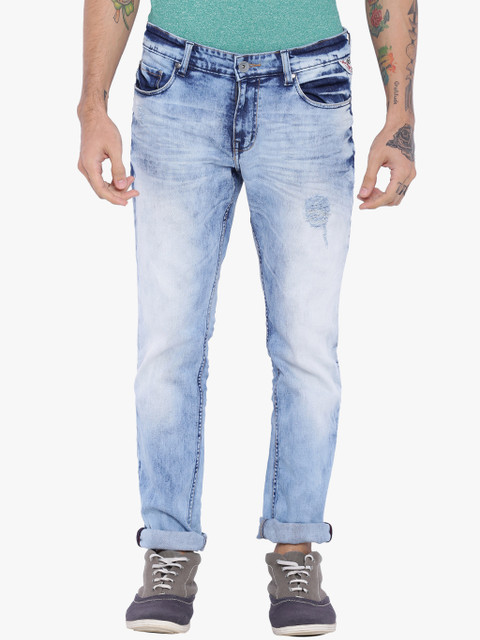 

Breakbounce Men Blue Slim Fit Mid-Rise Low Distress Jeans