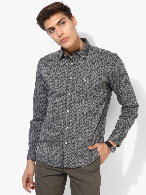 

Parx Men Grey & Black Slim Fit Printed Casual Shirt