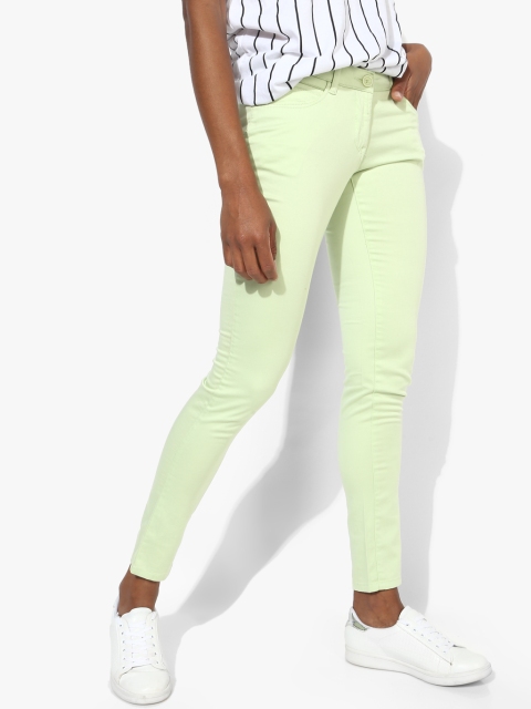 

Park Avenue Women Green Skinny Fit Solid Regular Trousers