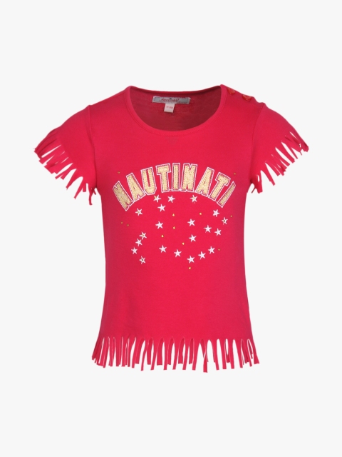 

Nauti Nati Girls Red Printed Logo Game Top