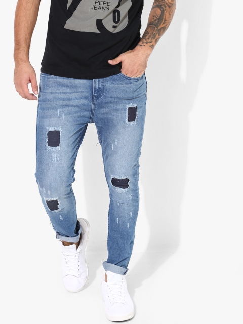 

Blue Saint Men Blue Slim Fit Low-Rise Mildly Distressed Jeans