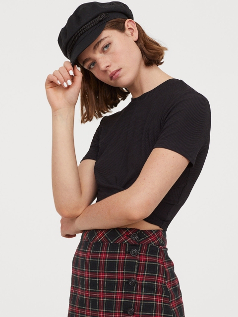 

H&M Women Black Ribbed Top