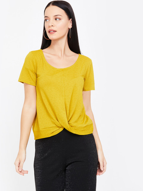 

Bossini Women Mustard Yellow Solid Top
