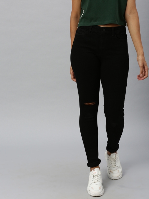 

Vero Moda Women Black Skinny Fit Mid-Rise Slash Knee Stretchable Jeans