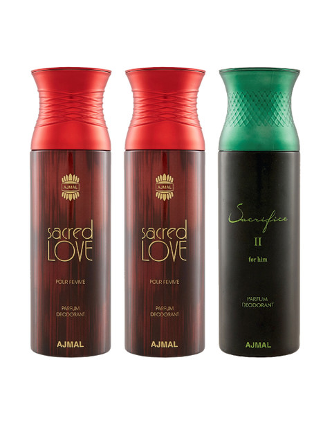 

Ajmal Unisex Set Of 3 Deodorants 200ml each, Red