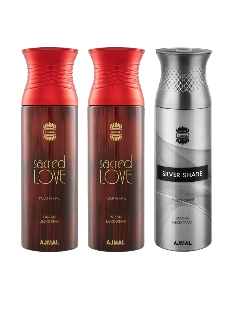 

Ajmal Unisex Set Of 3 Deodorants 200ml each, Red