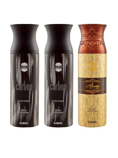 

Ajmal Men Pack Of 3 Deodorants 200ml each, Gold