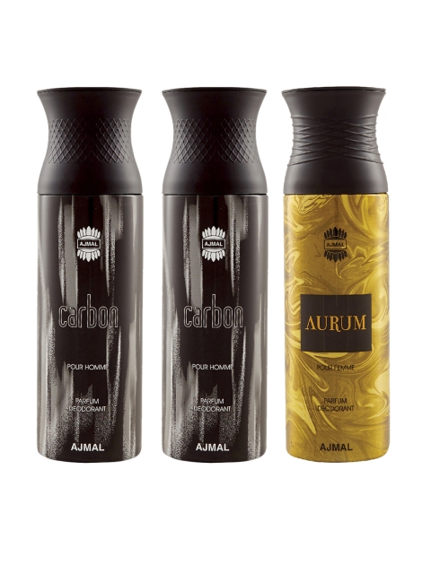 

Ajmal Unisex Pack Of 3 Deodorants 200ml each, Gold