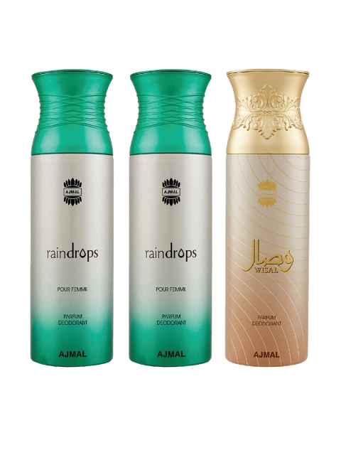 

Ajmal Women Pack Of 3 Deodorants 200ml each, Green