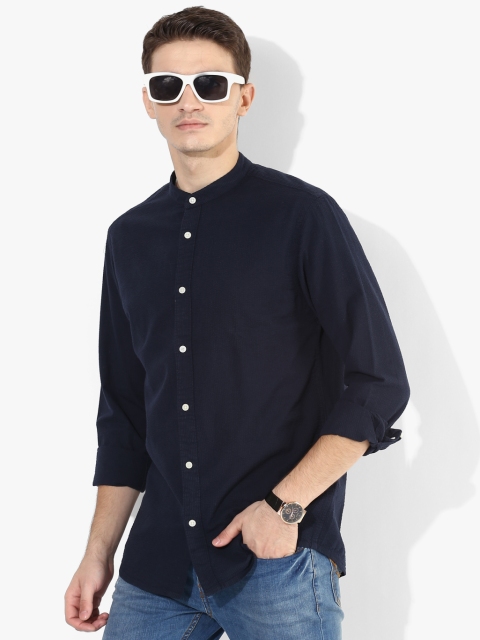 

SELECTED Men Navy Blue Slim Fit Striped Casual Shirt