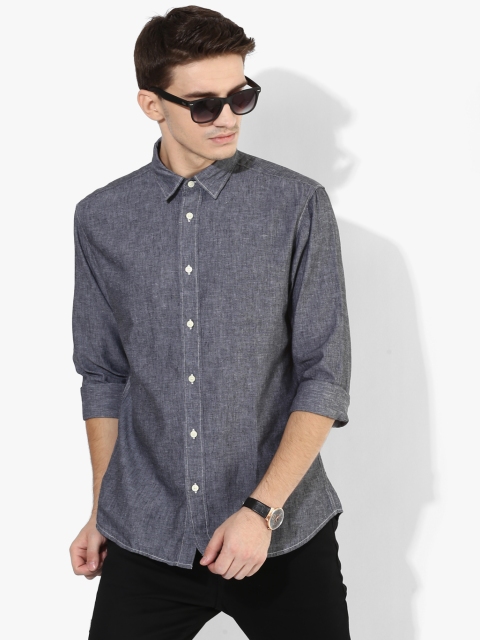 

SELECTED Men Charcoal Grey Regular Fit Self Design Casual Shirt