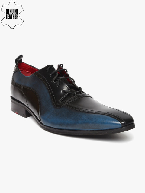 

Ruosh Men Black & Navy Blue Colourblocked Smart Casual Oxfords