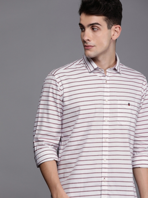

Louis Philippe Sport Men White & Maroon Slim Fit Striped Casual Shirt