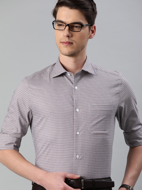 

Louis Philippe Men Brown & Blue Classic Regular Fit Checked Formal Shirt
