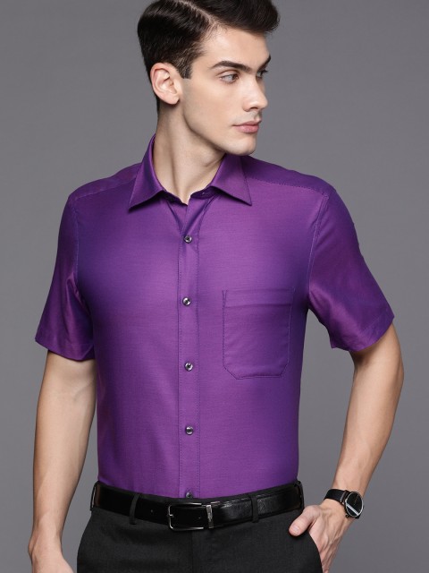 

Louis Philippe Men Purple & Navy Blue Classic Fit Self Design Formal Shirt