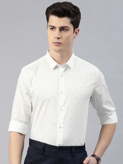 

Louis Philippe Sport Men White & Blue Slim Fit Geometric Printed Smart Casual Shirt