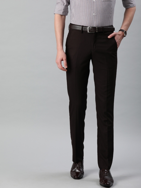 

Louis Philippe Men Coffee Brown Slim Fit Solid Formal Trousers