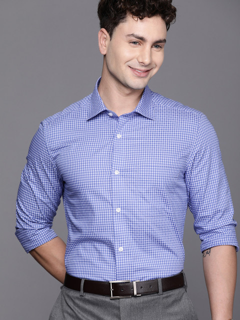 

Louis Philippe Men Blue & White Classic Regular Fit Checked Formal Shirt