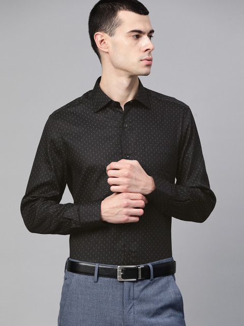 

Louis Philippe Men Black & Brown Classic Fit Printed Formal Shirt