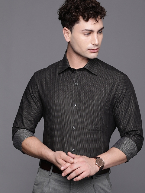 

Louis Philippe Men Black & White Slim Fit Self Design Formal Shirt