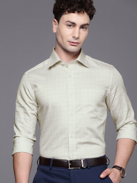 

Louis Philippe Men Yellow & Blue Regular Fit Checked Formal Shirt
