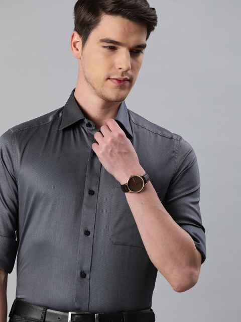 

Louis Philippe Men Charcoal Grey Classic Regular Fit Self Design Formal Shirt
