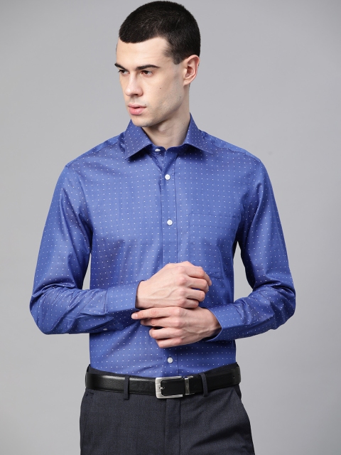 

Louis Philippe Men Blue & White Classic Fit Self Design Formal Shirt