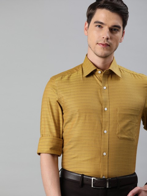 

Louis Philippe Men Mustard Yellow Classic Regular Fit Self-Checked Formal Shirt