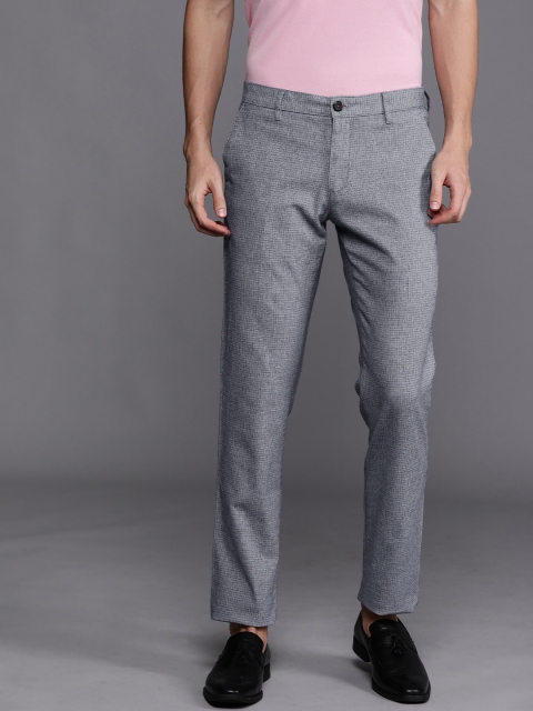 

Louis Philippe Sport Men Navy Blue & White Slim Fit Checked Smart Casual Trousers