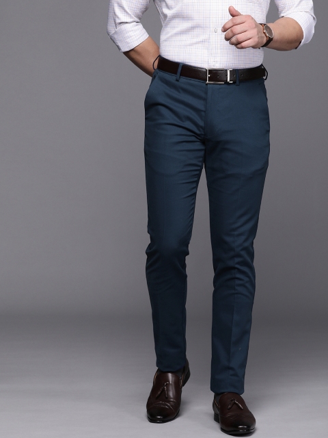

Louis Philippe Men Navy Blue Slim Fit Solid Formal Trousers